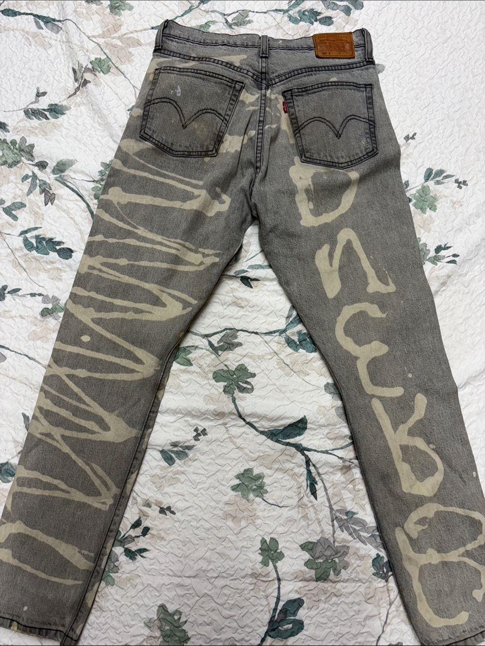 Levi's x Barbie Ferreira Gray Denim Bleach-Effect 501 Jeans